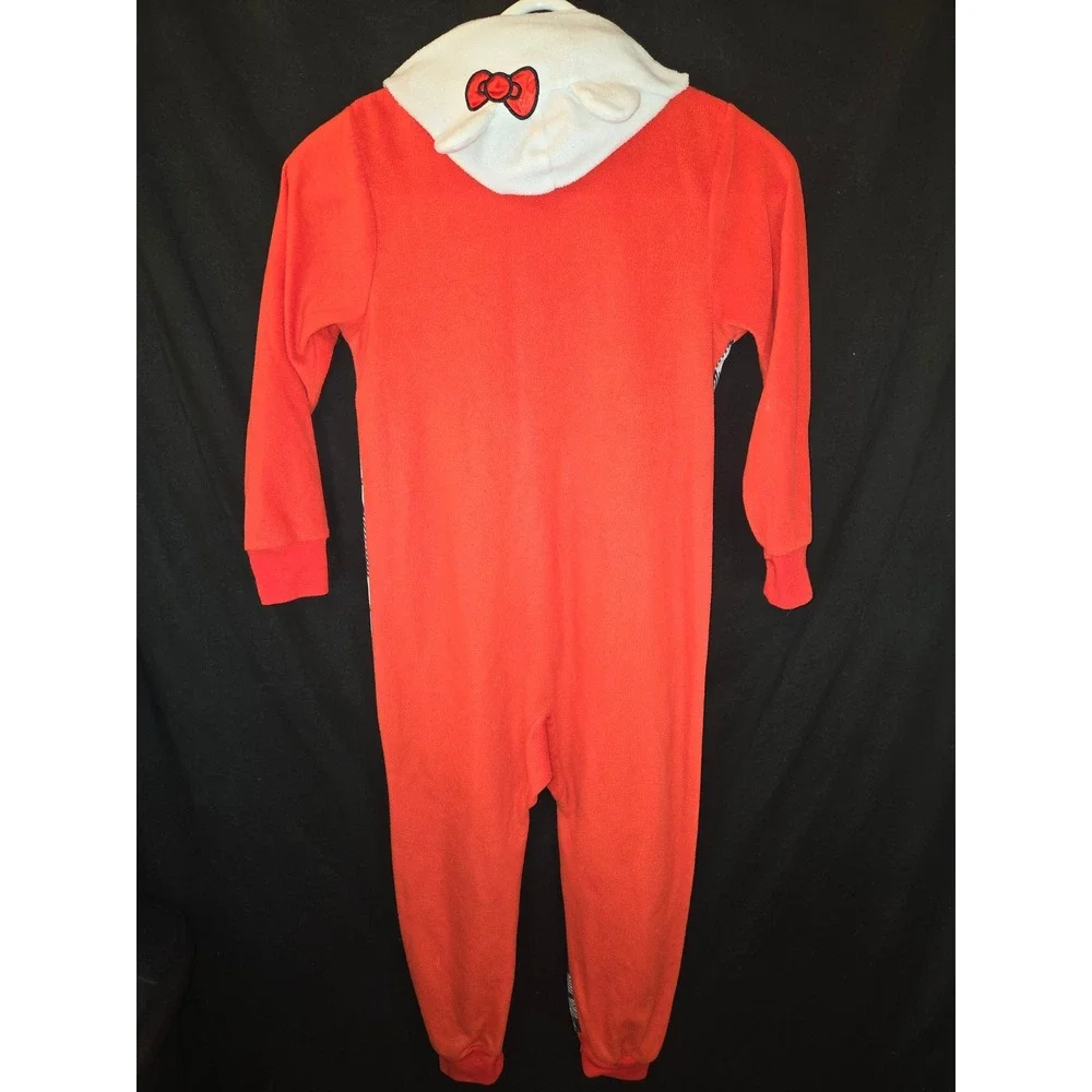 Kids Hello‎ Kitty Plaid Hooded Pajama Onepiece Sleepwear S 6/6x Red Black White